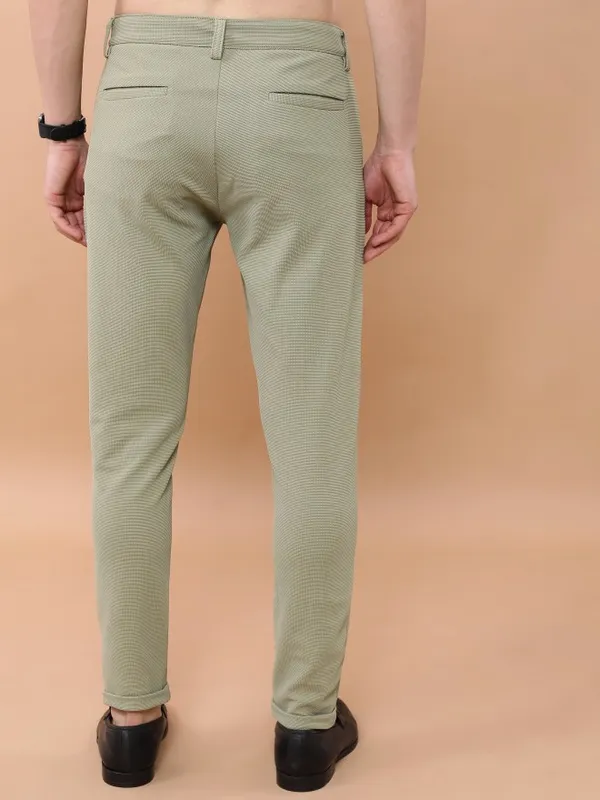  Highlander Men Olive Slim Fit Solid Casual Trousers