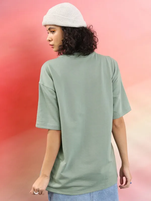  Tokyo Talkies Women Green Printed Round Neck T-Shirts