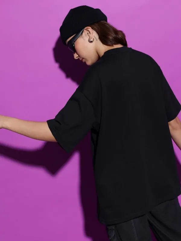  Tokyo Talkies Women Black Printed Round Neck T-Shirts