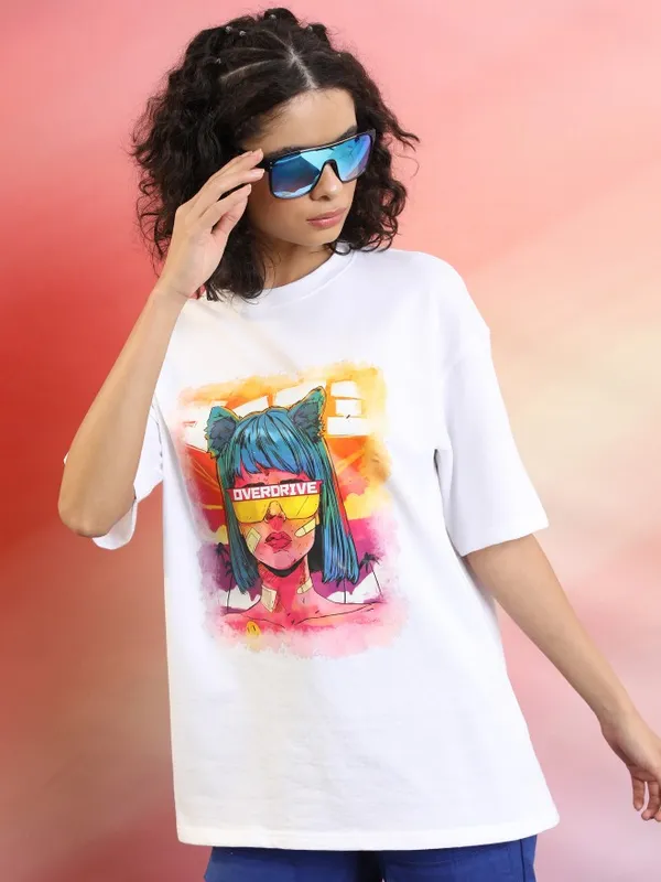  Tokyo Talkies Women White Printed Round Neck T-Shirts