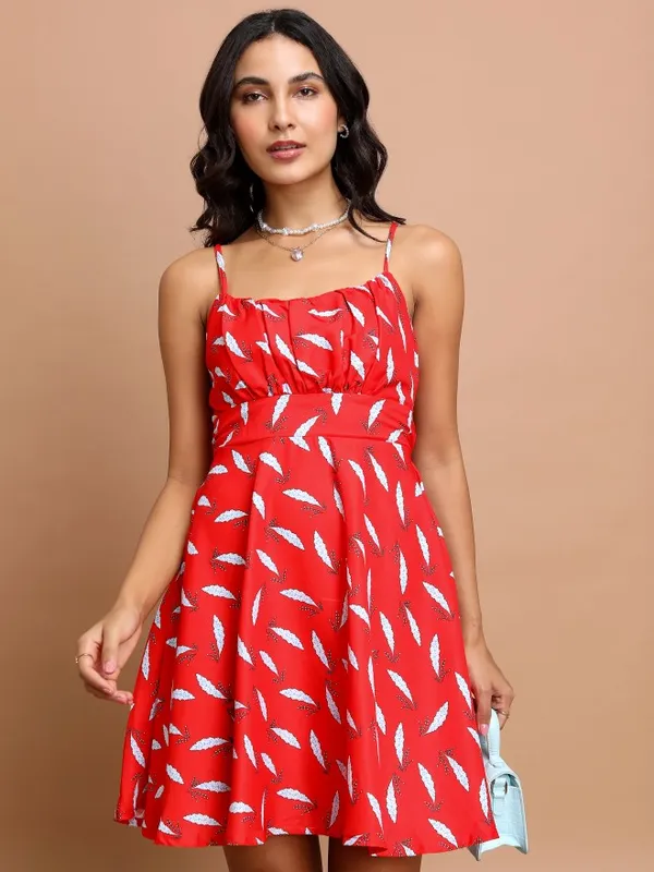 Printed Fit and Flare Dress