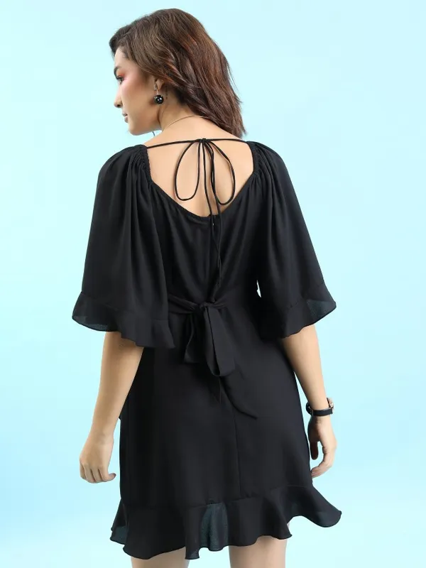  Tokyo Talkies Women Black Solid Wrap Dresses