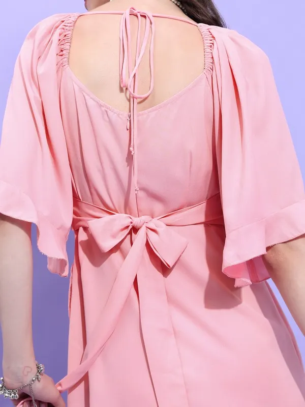  Tokyo Talkies Women Pink Solid Wrap Dresses