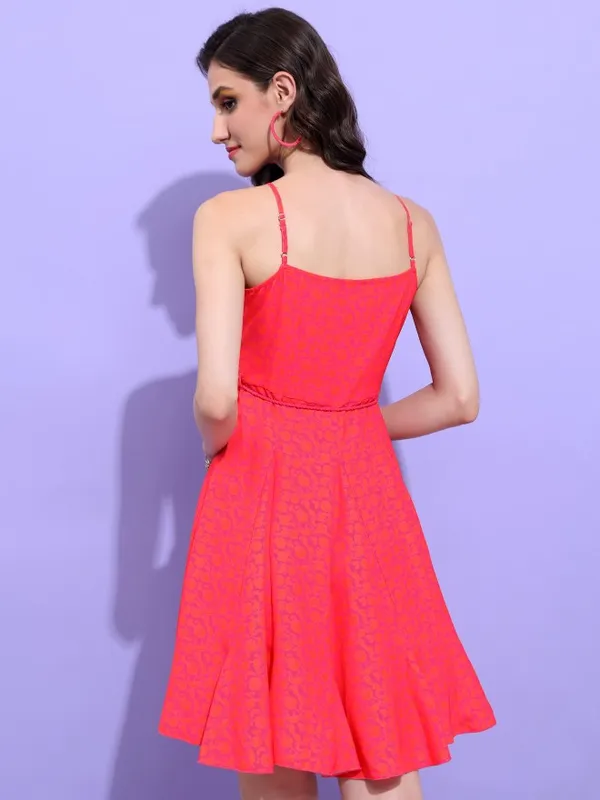 Tokyo Talkies Women Red Printed A-Line Dress