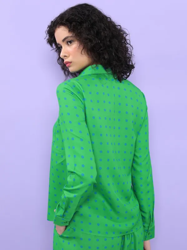  Tokyo Talkies Women Green Printed Casual Shirts