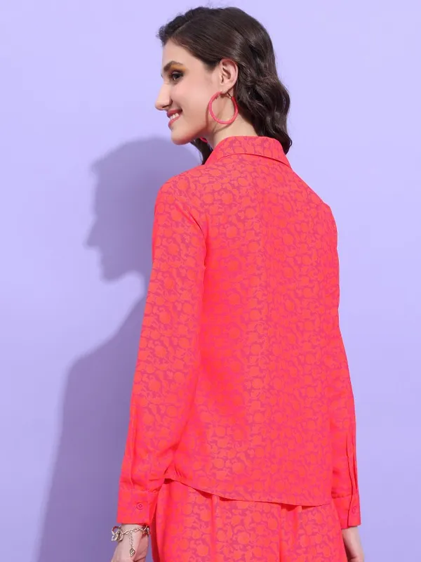 Tokyo Talkies Women Red Printed Casual Shirt