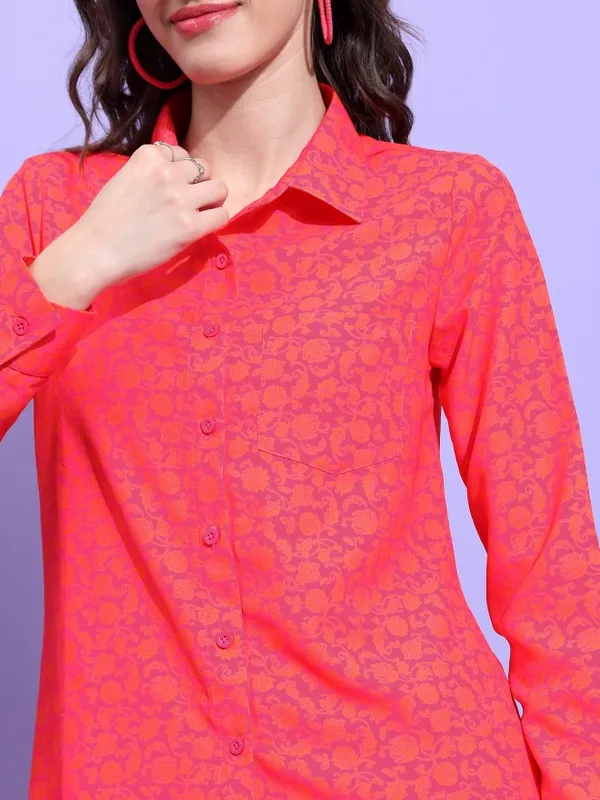 Tokyo Talkies Women Red Printed Casual Shirt