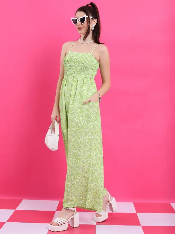  Ketch Women Green Printed Jumpsuits