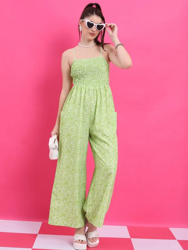  Ketch Women Green Printed Jumpsuits