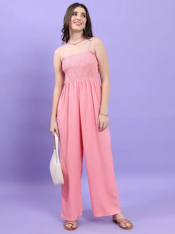 Tokyo Talkies Women Pink Solid Jumpsuit