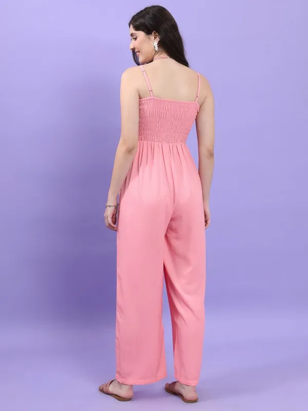 Tokyo Talkies Women Pink Solid Jumpsuit