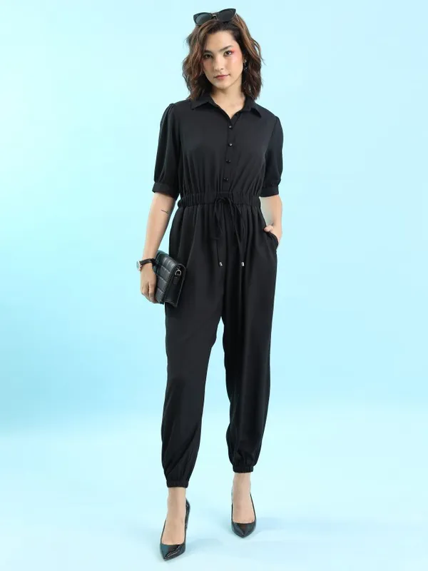  Tokyo Talkies Women Black Solid Jumpsuits