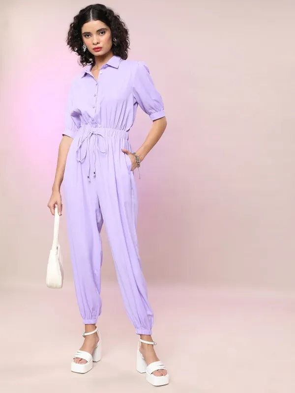  Tokyo Talkies Women Purple Solid Jumpsuits