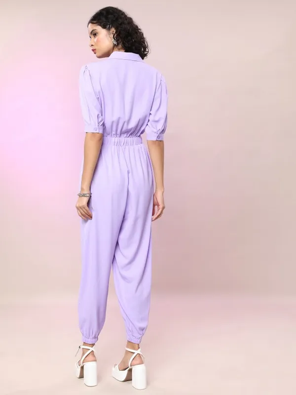 Tokyo Talkies Women Purple Solid Jumpsuits
