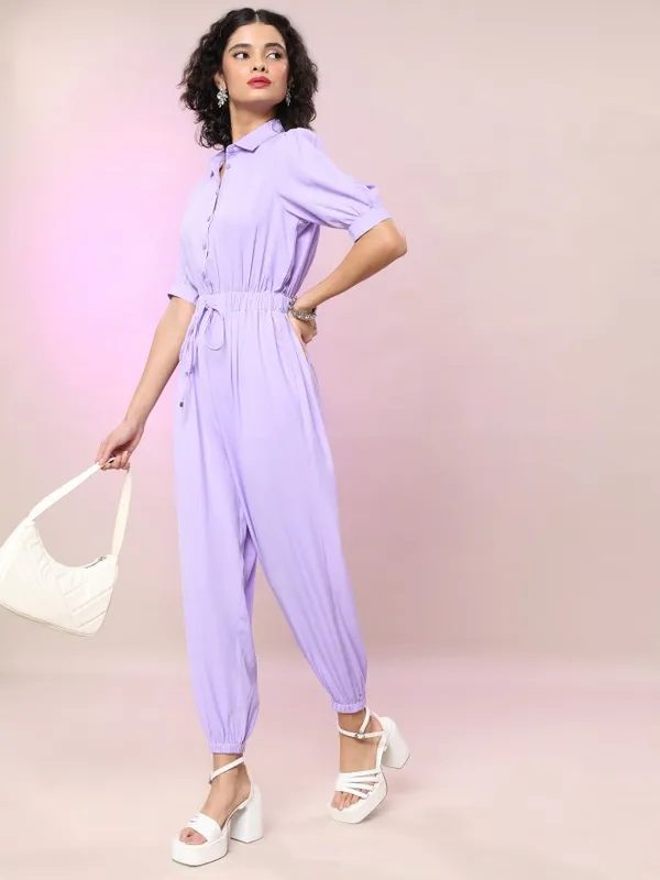  Tokyo Talkies Women Purple Solid Jumpsuits