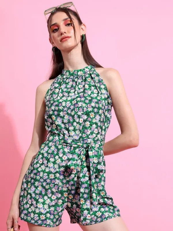  Tokyo Talkies Women Green Printed Jumpsuits