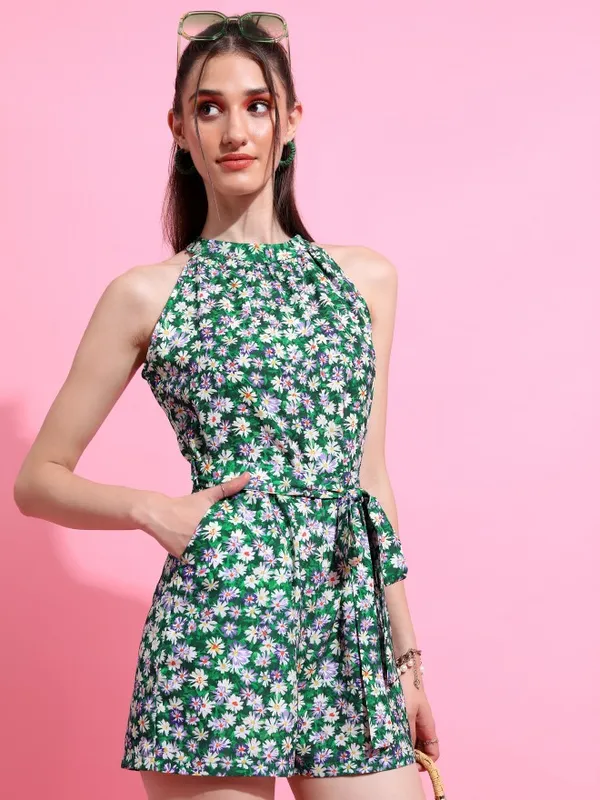  Tokyo Talkies Women Green Printed Jumpsuits