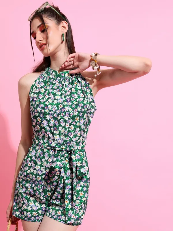  Tokyo Talkies Women Green Printed Jumpsuits