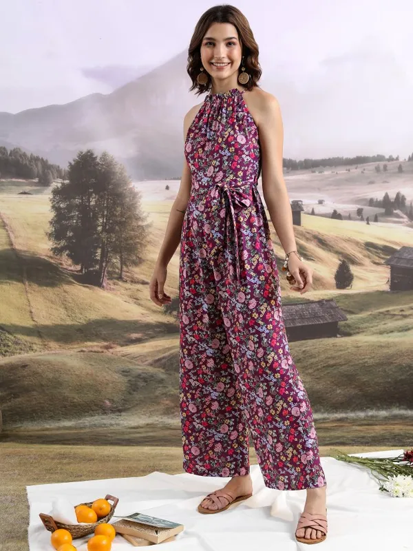  Tokyo Talkies Women Magenta Printed Jumpsuits