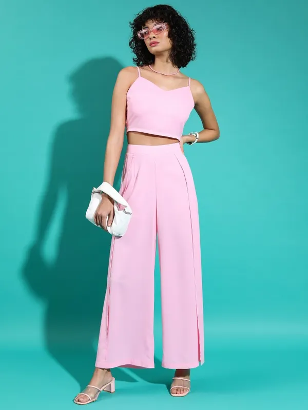 Tokyo Talkies Women Pink Top With Trouser