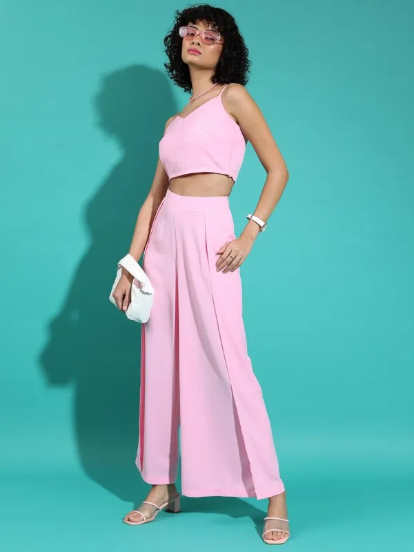 Tokyo Talkies Women Pink Top With Trouser