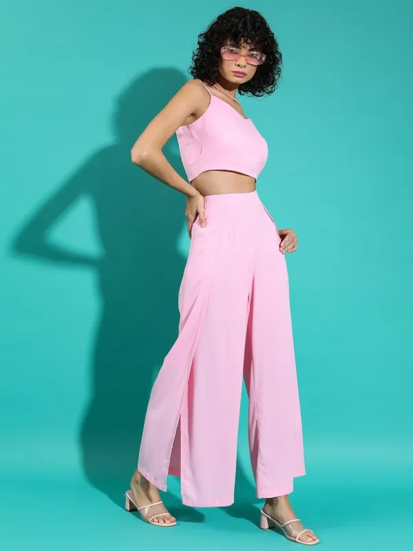 Tokyo Talkies Women Pink Top With Trouser
