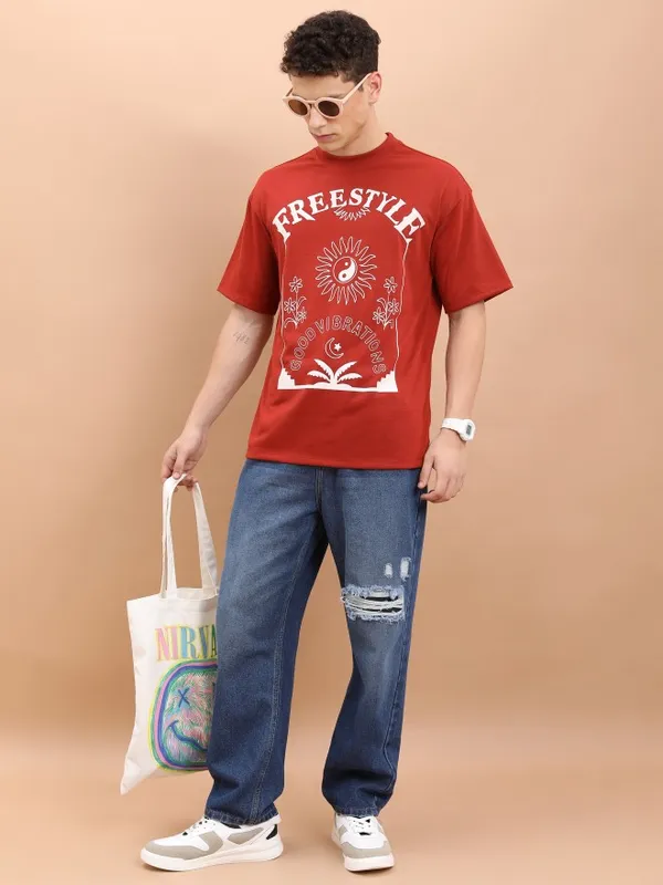  Highlander Men Blue Relaxed Fit Highly Distressed Jeans