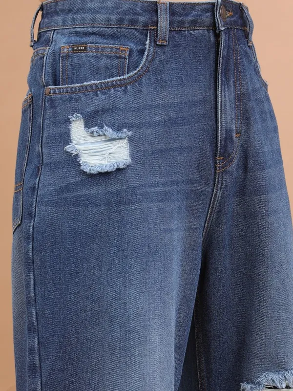  Highlander Men Blue Relaxed Fit Highly Distressed Jeans