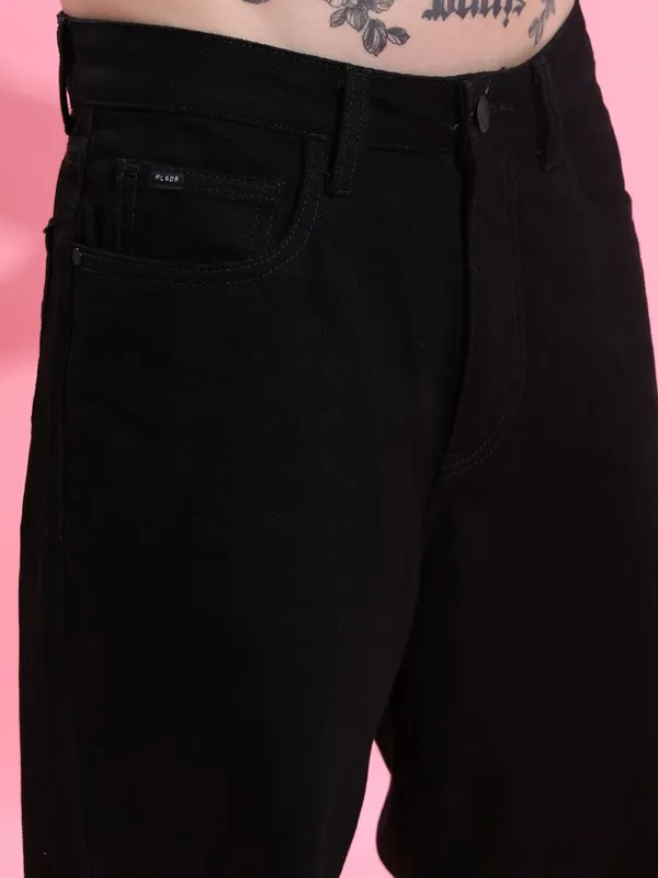  Highlander Men Black Loose Fit Clean Look Jeans