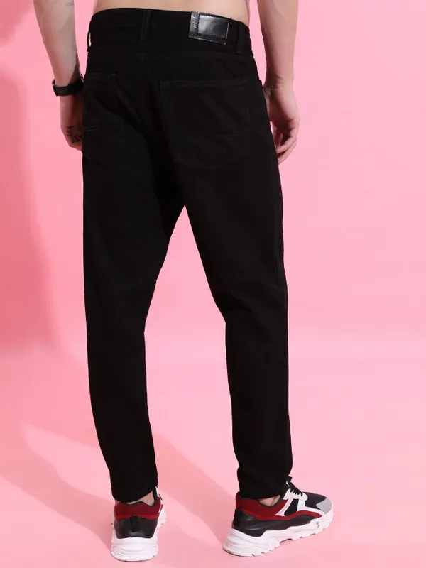 Highlander Men Black Tapered Fit Clean Look Jeans