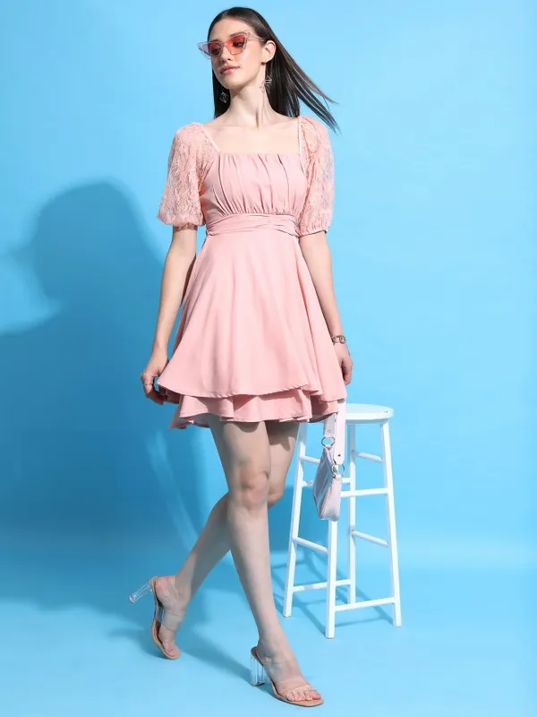 Solid Fit & Flare Dress