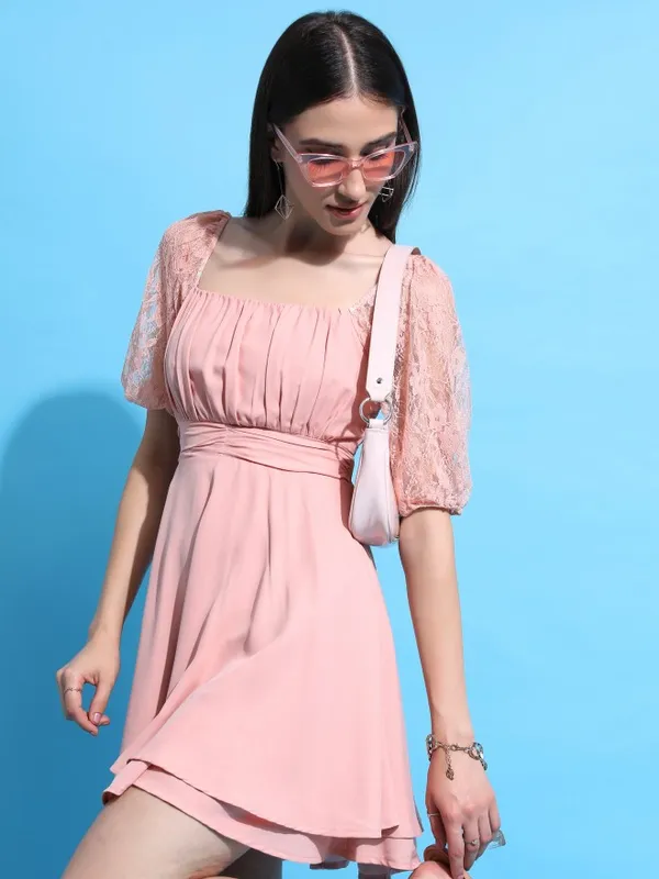 Solid Fit & Flare Dress