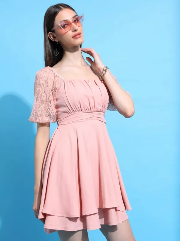 Solid Fit & Flare Dress