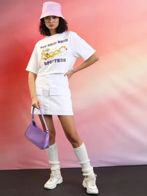  Tokyo Talkies Women White Printed Round Neck T-Shirts