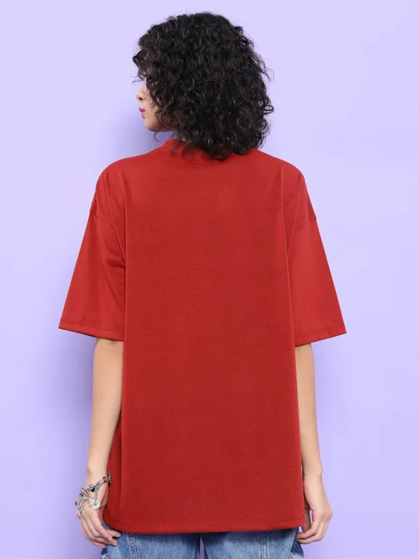  Tokyo Talkies Women Terracotta Printed Round Neck T-Shirts