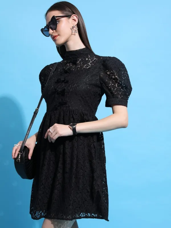  Tokyo Talkies Women Black Solid Fit And Flare Dresses