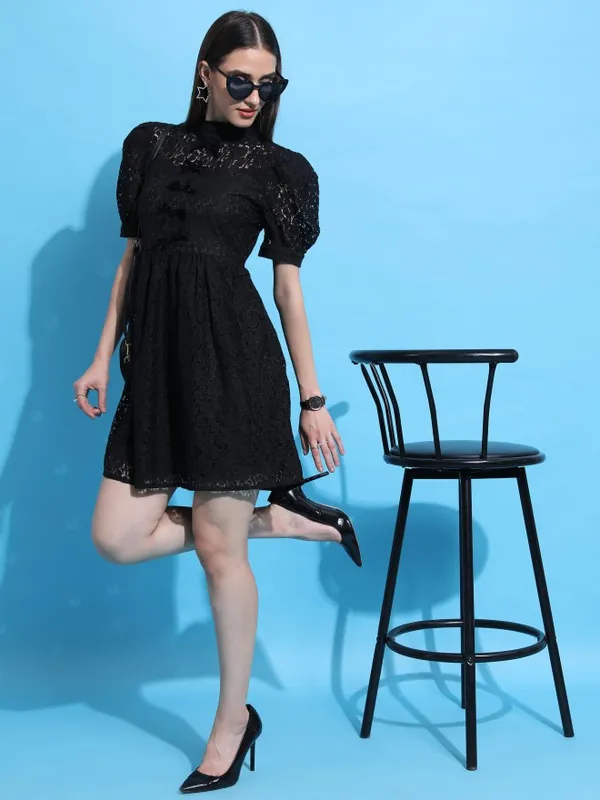  Tokyo Talkies Women Black Solid Fit And Flare Dresses