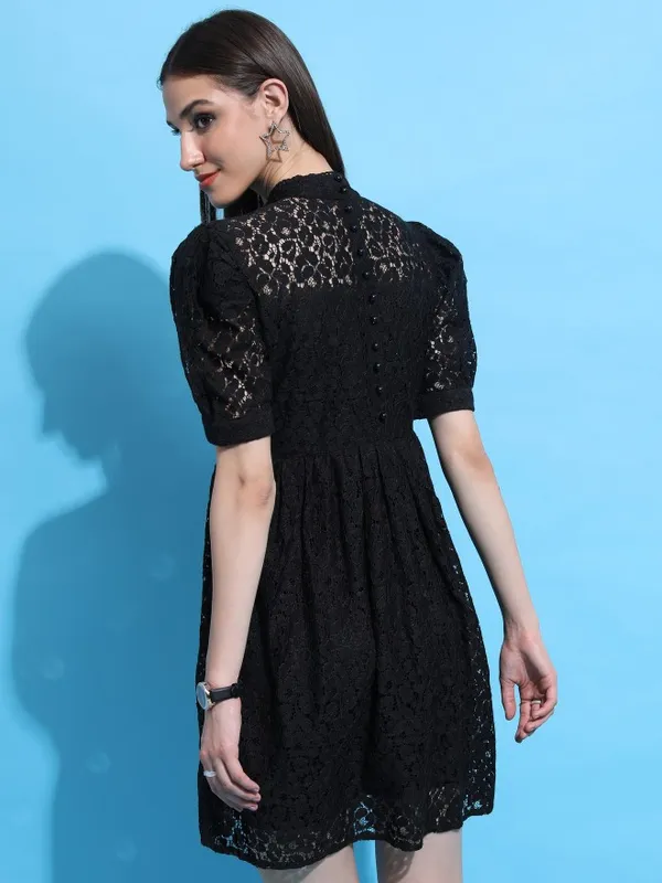 Tokyo Talkies Women Black Solid Fit And Flare Dresses