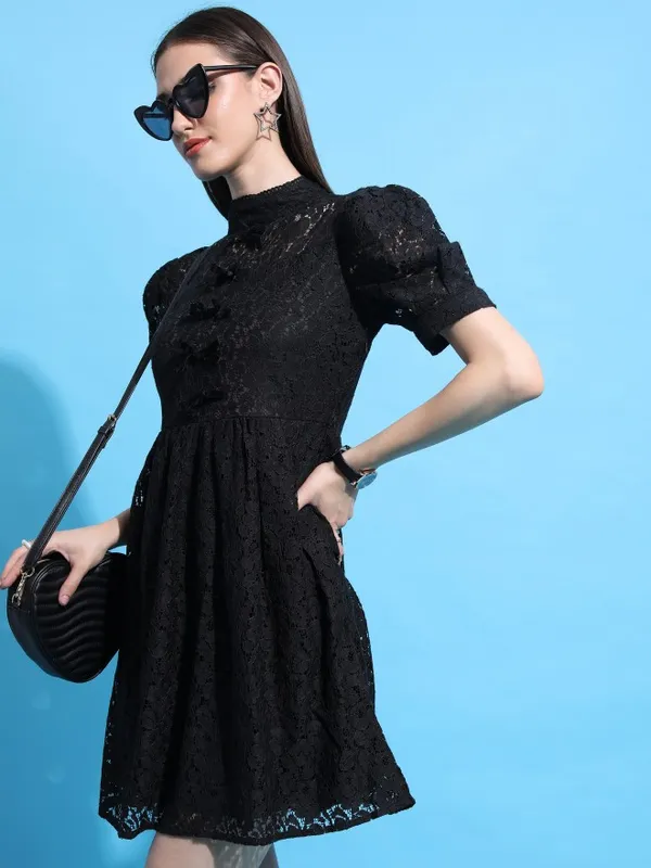  Tokyo Talkies Women Black Solid Fit And Flare Dresses