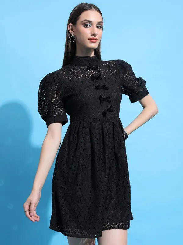  Tokyo Talkies Women Black Solid Fit And Flare Dresses