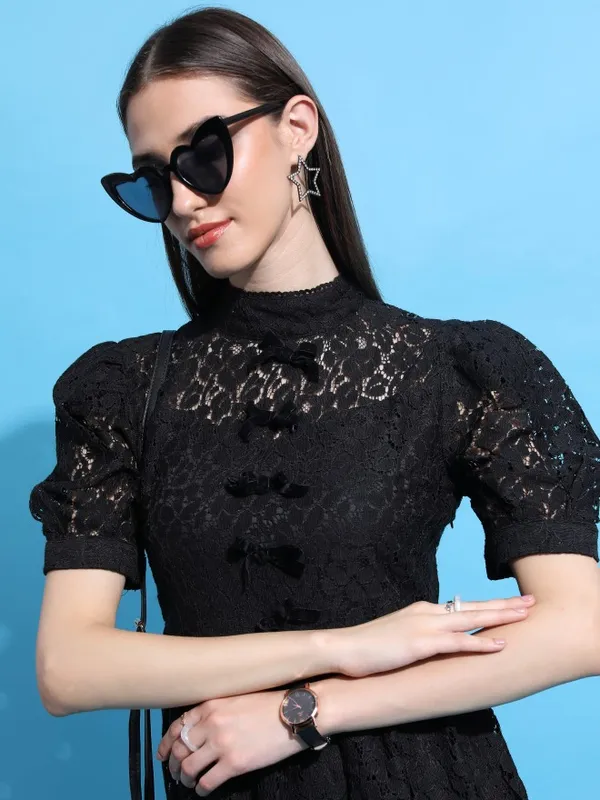  Tokyo Talkies Women Black Solid Fit And Flare Dresses