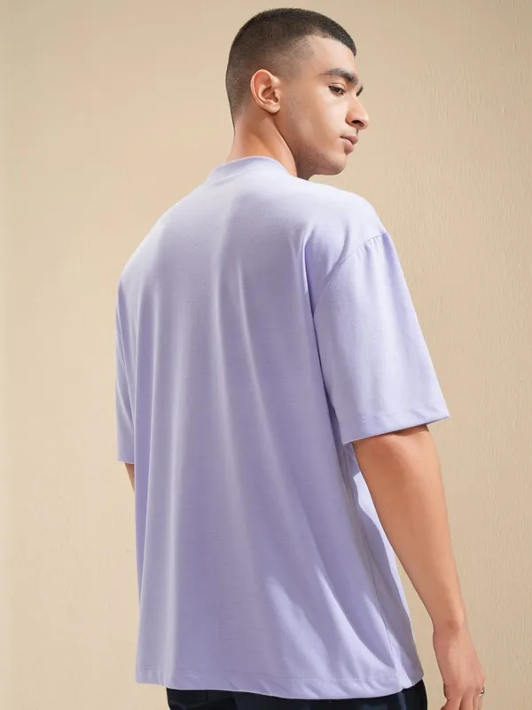Highlander Men Lavender Printed Oversized Fit T-Shirt