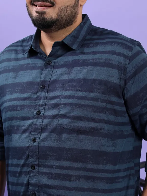  Xtra Ordinary By Highlander Men Blue Striped Regular Fit Casual Shirts