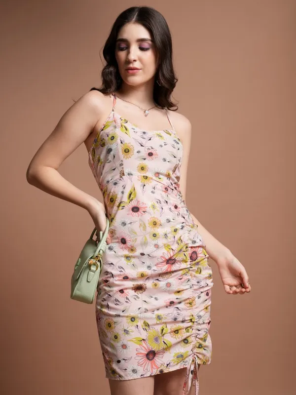  Tokyo Talkies Women Peach Printed Bodycon Dresses