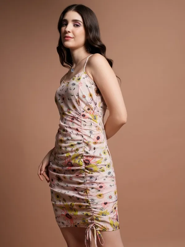 Tokyo Talkies Women Peach Printed Bodycon Dresses