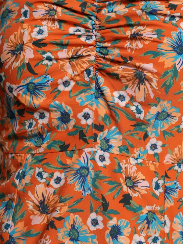 Tokyo Talkies Women Orange Printed Fit And Flare Dresses