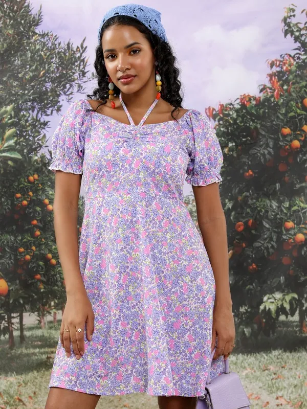 Printed Fit and Flare Dress