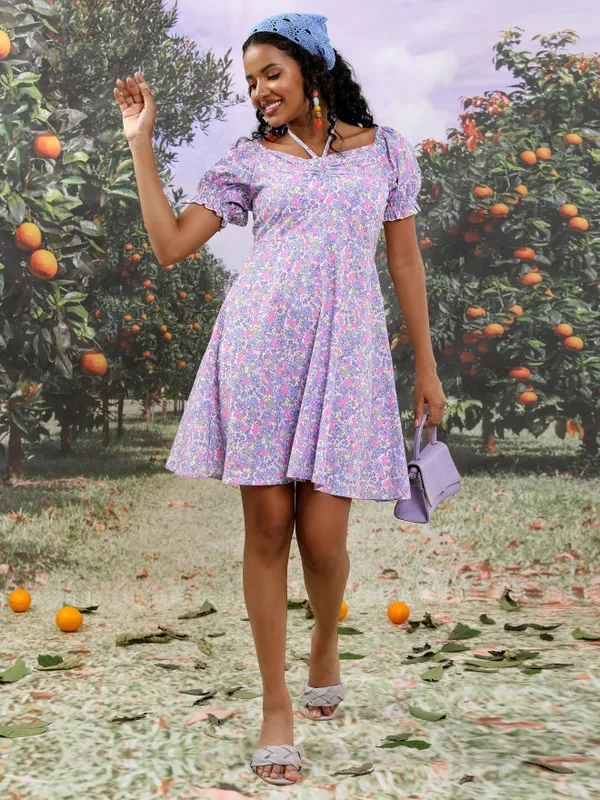 Printed Fit and Flare Dress