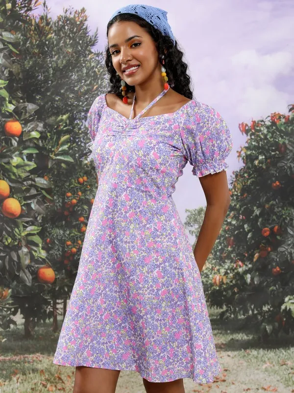 Printed Fit and Flare Dress