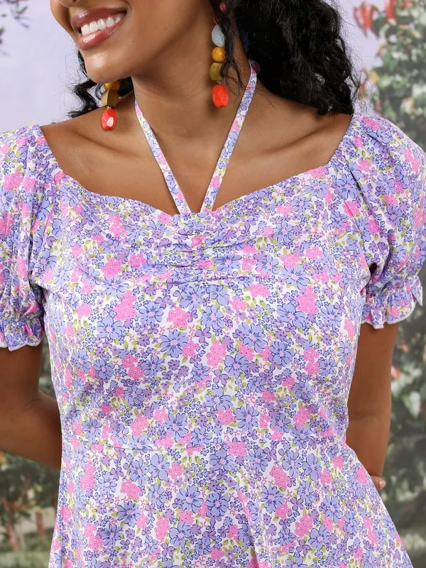 Printed Fit and Flare Dress